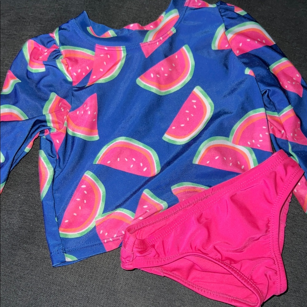 Wonder Nation Watermelon Rashguard Set - Blue and Pink